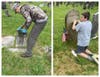Alex Jaakobs and a fellow scout cleaned up tombstones at the Mill Lane Cemetery this past weekend.