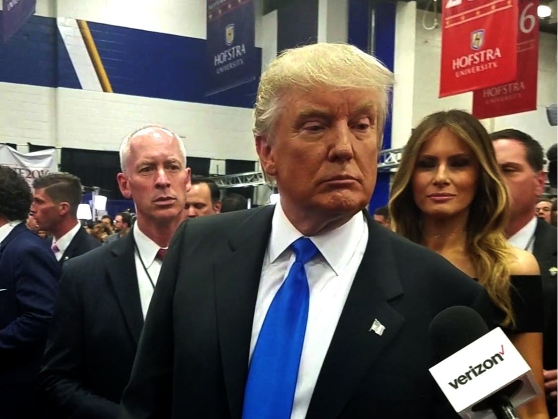 Donald Trump at the 2016 Presidential Debate at Hofstra University, Long Island New York. 