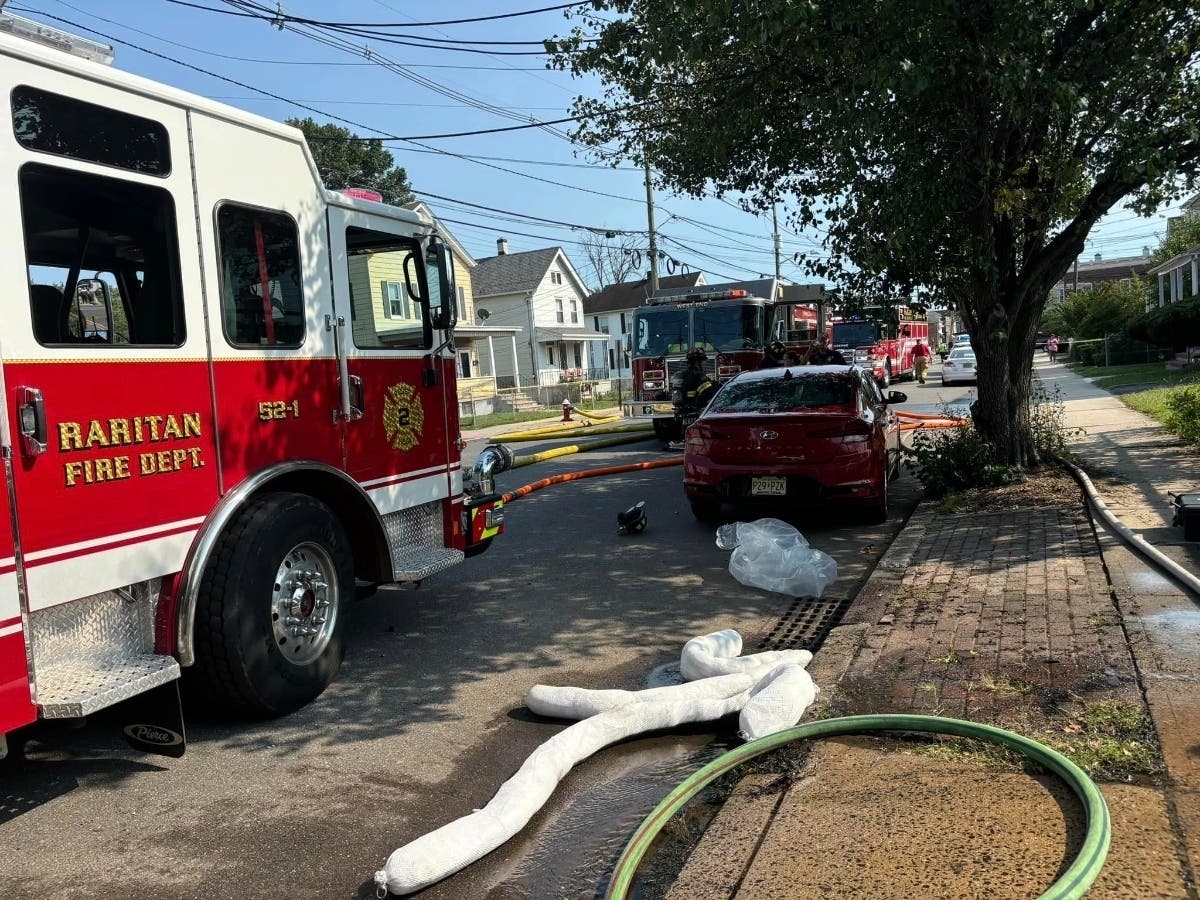 Truck Catches Fire After Getting Tangled In Power Lines In Raritan ...