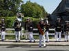 The Quantico Marine Corps Band is seen preparing for the parade before getting into formation.