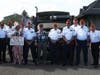 Members of the Marine Corps League and "Uncle Sam" pose for a group photo at the Raritan Train Station.