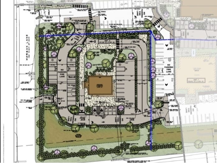 A rendering of the revised site plan for the proposed Starbucks restaurant and drive-thru on Route 22 in Bridgewater.