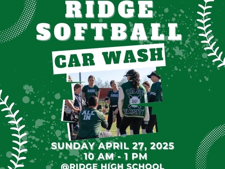 Flyer for the Ridge Softball Car Wash fundraiser.