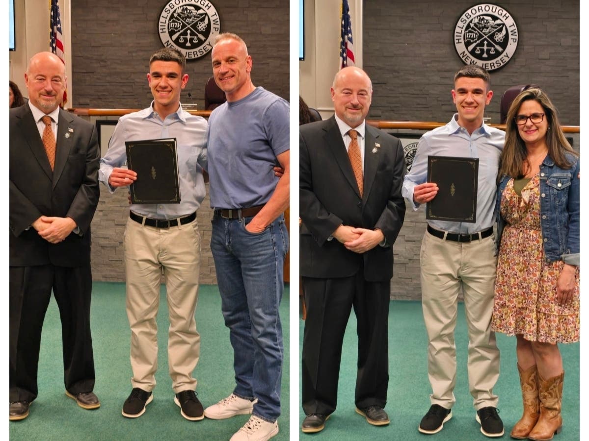 Connor Oranchak with Mayor John Ciccarelli and his parents.