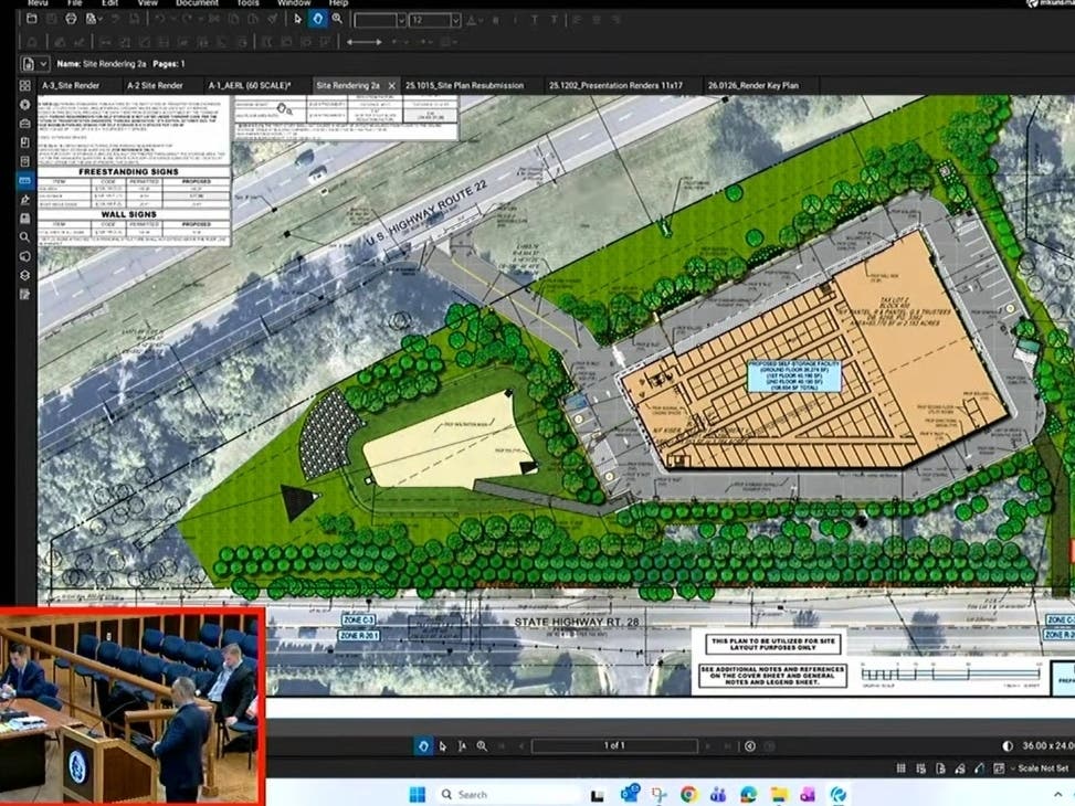 A rendering of the new proposed plan for Bridgewater Storage LLC for the site located between Route 22 and Route 28.​