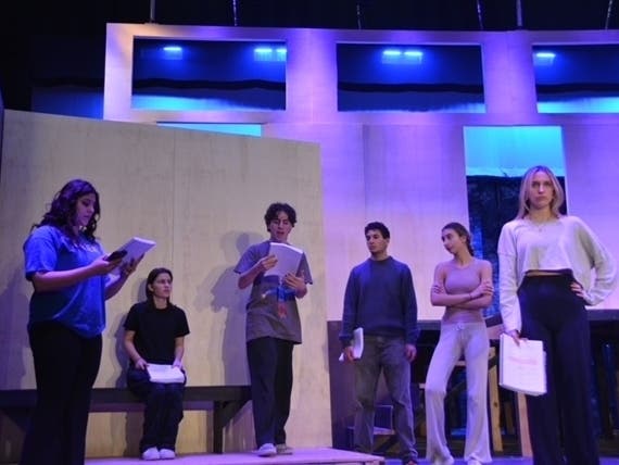 Cast members rehearse a scene from The Prom, this year's spring musical staged by the WHS Theatre Dept. Shows are March 5 to 7 at Westfield High School. Advance tickets required.