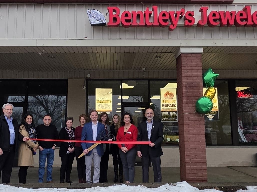 A grand re-opening with the new owners of Bentley's Jewelers, along with Mayor Catherine Payne, Committeewoman Jill Gomez, and representatives from the Economic and Business Development Commission and the Economic Development Office.
