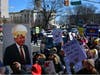 Protestors at the Somerset County Courthouse for the "No Kings" protests against President Donald Trump on Saturday.