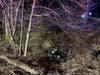 A vehicle overturned and rolled down an embankment off Route 206 in Peapack on Friday.