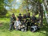 Green Knoll Volunteer firefighters and the rescued hawk.