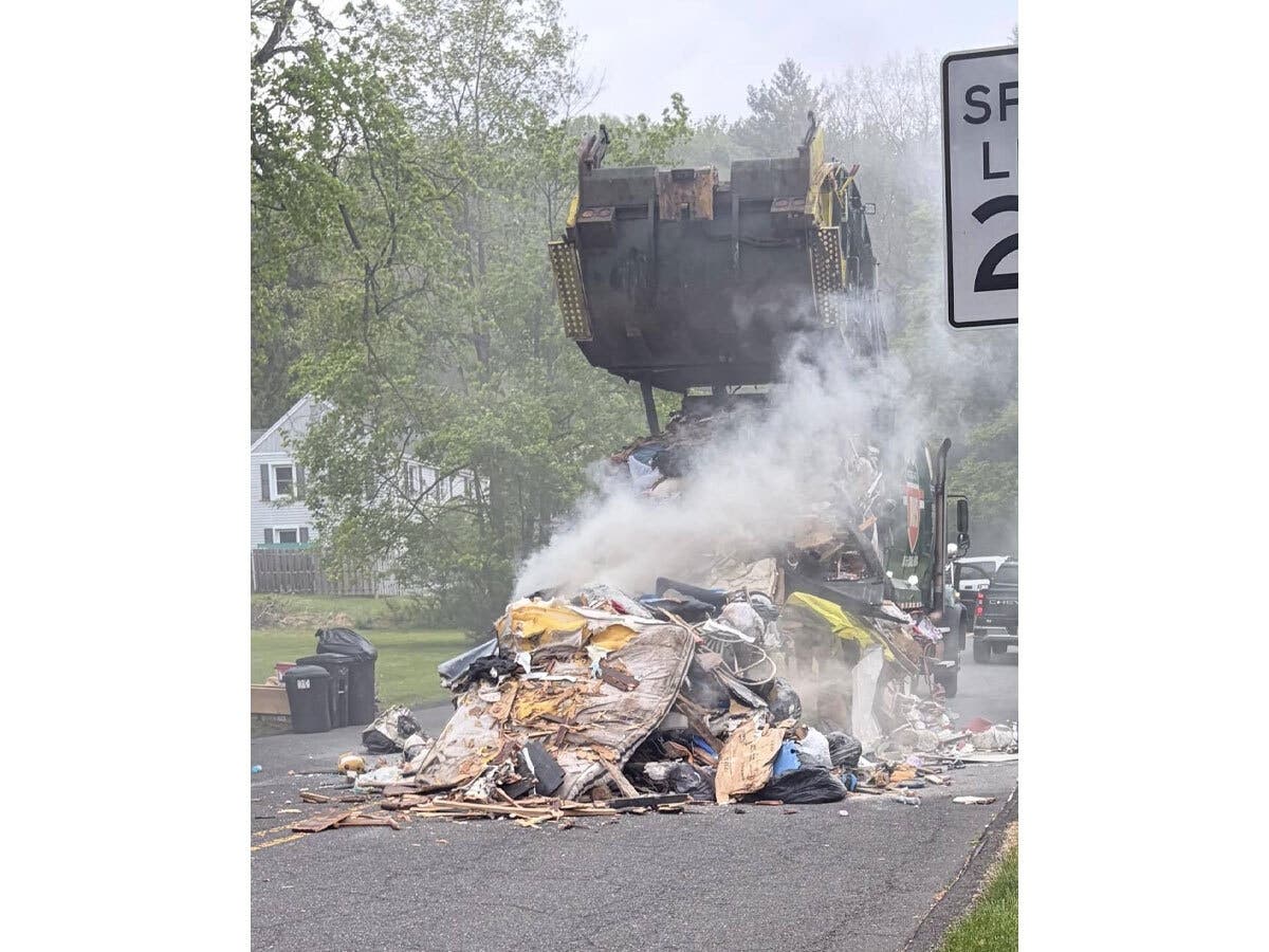 Garbage caught fire inside a truck on Wednesday in Peapack & Gladstone.