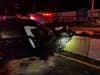 Two people are hospitalized in critical condition following a crash into a concrete barrier on Route 22 in North Plainfield on Monday.