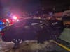 Two people are hospitalized in critical condition following a crash into a concrete barrier on Route 22 in North Plainfield on Monday.