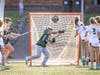 Goalie Rylan Broadhurst, senior #32, makes the save during a shutout performance.