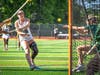 Emily Green, sophomore #19, splits three Montgomery defenders and rips the ball past the goalie to score.