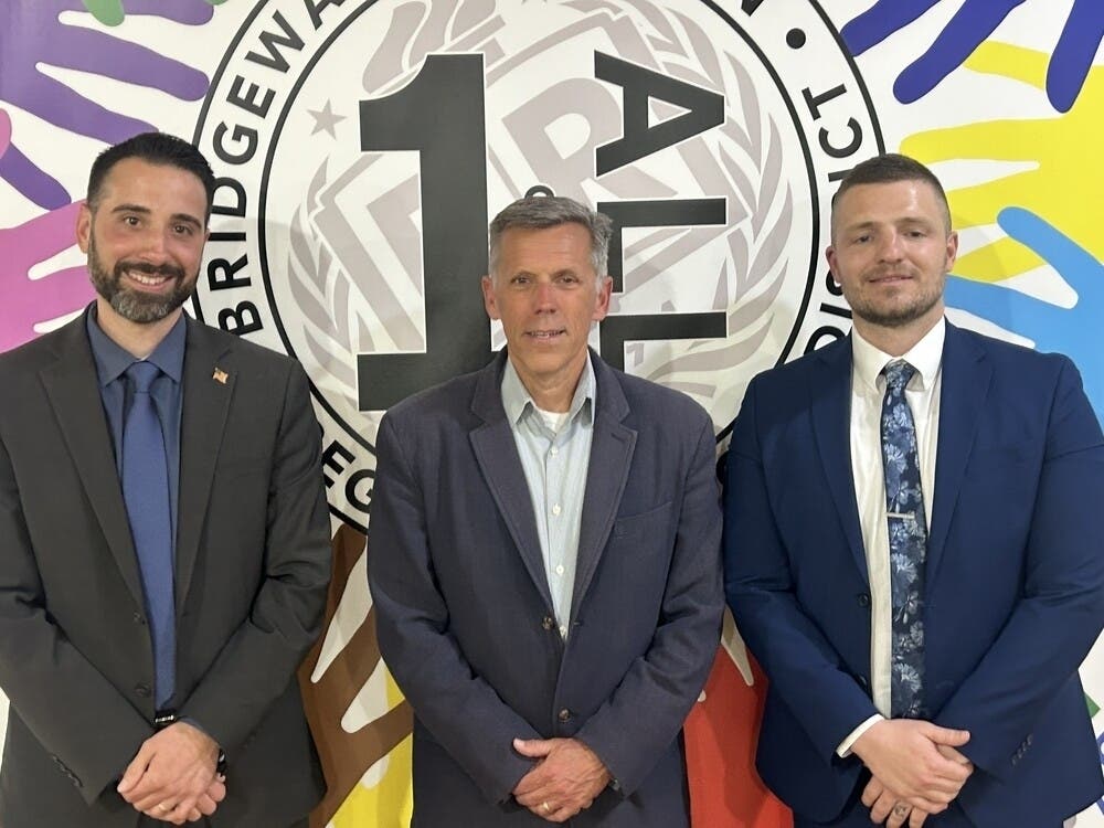 Superintendent Robert Beers, with David Guglietti, who will join Bridgewater-Raritan Middle School, and Dr. Matthew Mawn, who will join Bridgewater-Raritan High School.