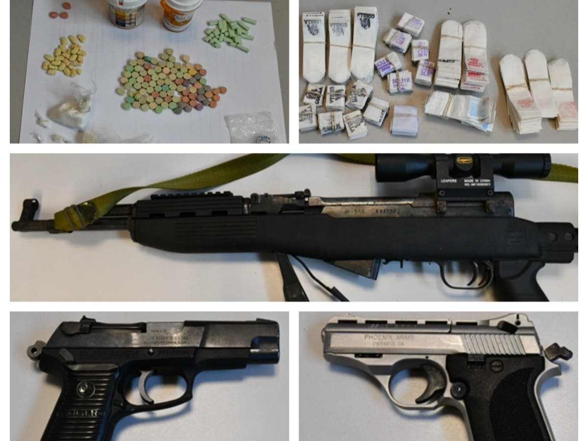 The drug and gun evidence were introduced at trial.