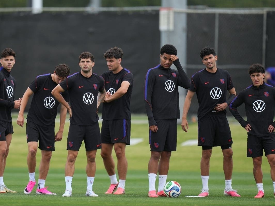 United States players attend a training session ahead of their FIFA World Cup match against Bosnia in Irvine, Calif., Monday, June 29, 2026.