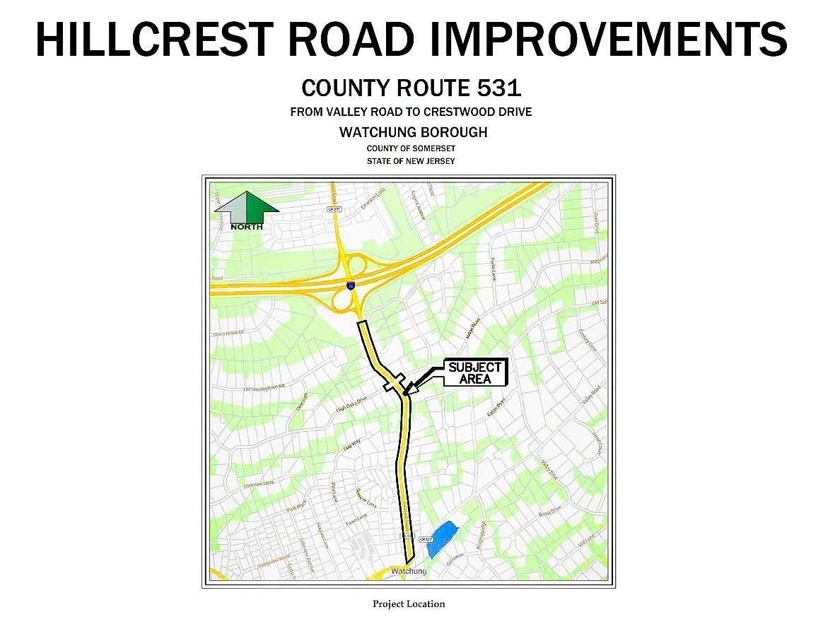 Somerset County’s Engineering Division will host a public meeting  to update residents on planned safety improvements along County Route 531, also known as Hillcrest Road, in Watchung.