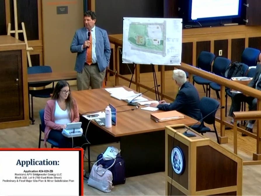A proposed battery energy storage system(BESS) in Bridgewater's Finderne section drew questions over flooding, security, stormwater and fire safety issues tied to the site.