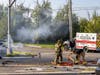 Two drivers were injured, and a car caught fire following a crash on Route 202 in Readington on Tuesday night.
