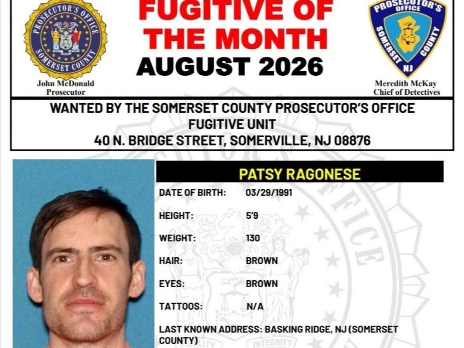 A man wanted on multiple charges, including drug possession in Somerset County, was named the Somerset County Prosecutor's Office(SCPO) Fugitive of the Month for August.