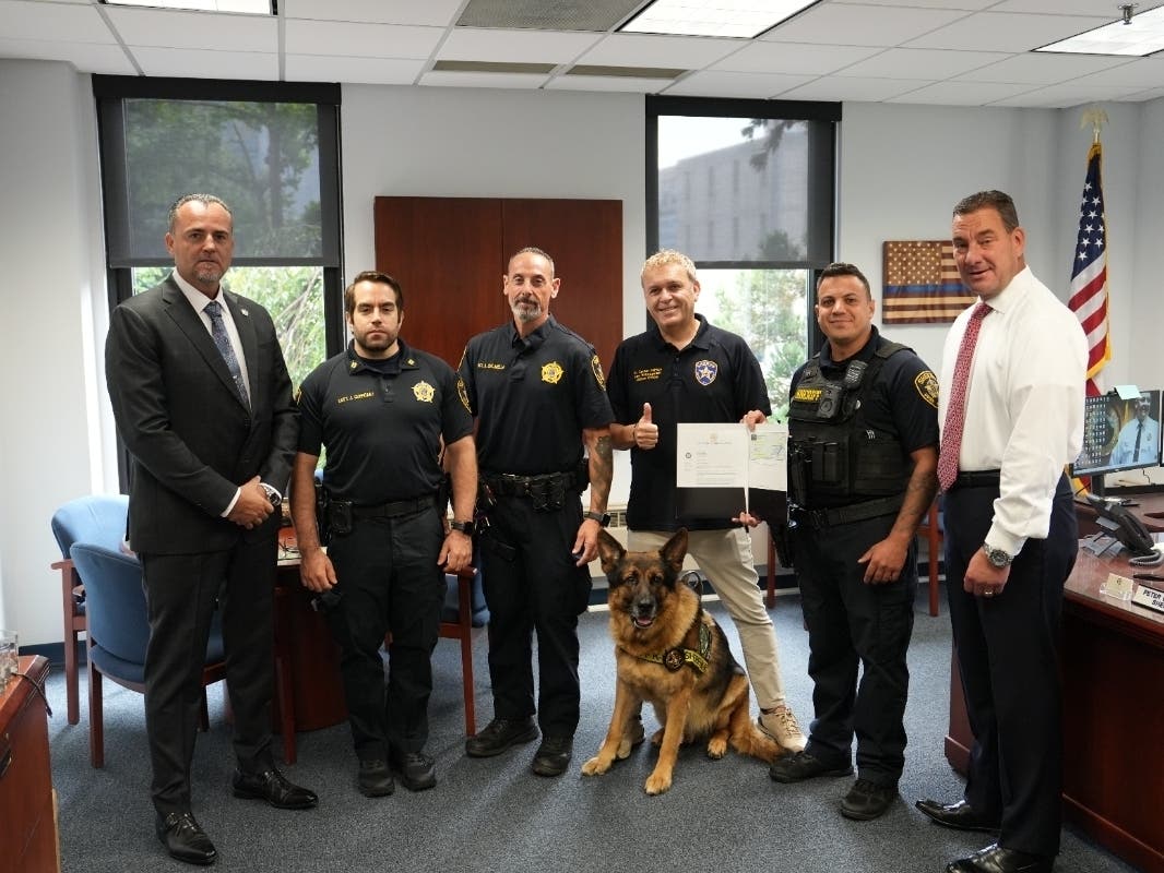 Union County Sheriff Peter Corvelli announced that Dr. Cesar DePaço has donated $3,800 to provide a ballistic vest for K9 Kona, helping protect the patrol-trained K9 during deployments throughout Union County.