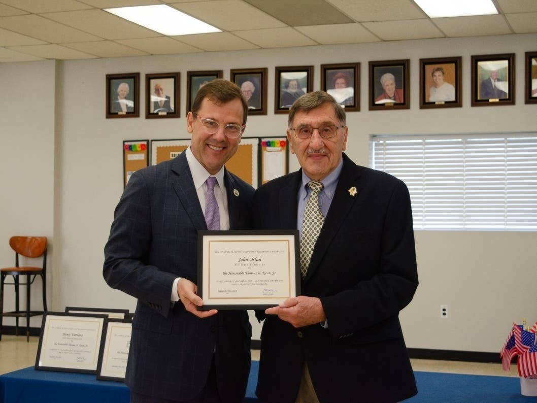 Basking Ridge resident John Orfan was among 24 people honored last week at Congressman Tom Kean Jr.'s fourth annual Seniors of Distinction.