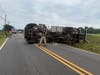 A fuel truck overturned on Township Line Road in Montgomery on Thursday.