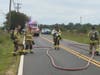 A fuel truck overturned on Township Line Road in Montgomery on Thursday.