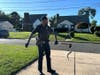 A three-foot python trapped inside the grill of a car was removed by Franklin Township Police on Monday.