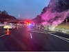 An SUV burst into flames on the Garden State Parkway in Clark on Monday.
