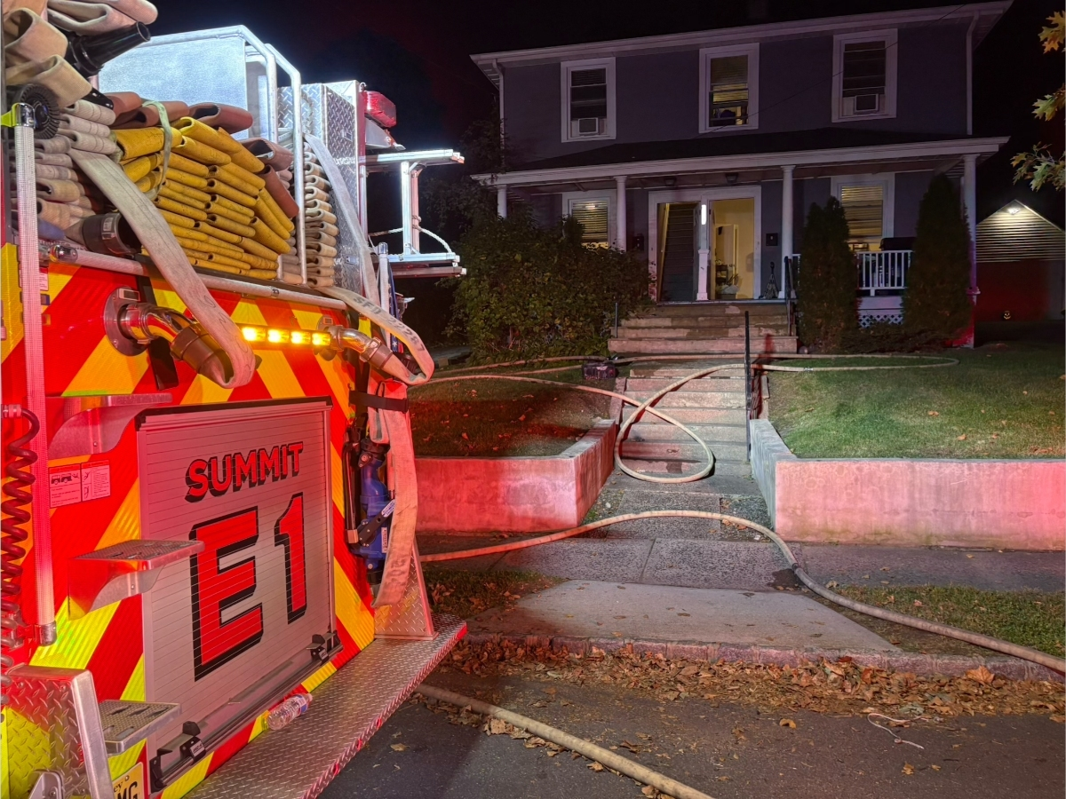 An e-bike caught fire on the front porch of a Broad Street home in Summit on Monday night.