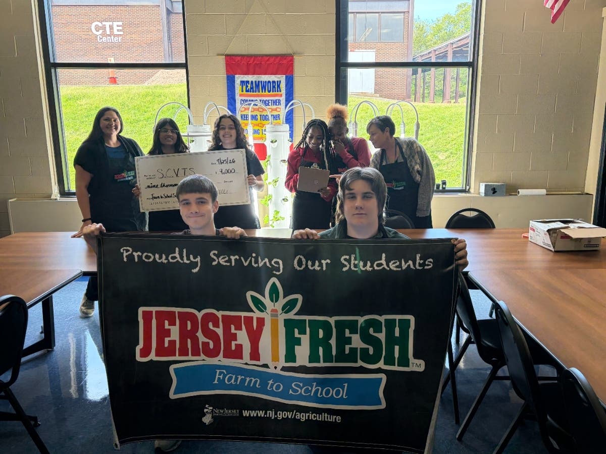 Anthony Pitale of Raritan, Jake Meier of Hillsborough, Supervisor of Academics Randee Benaksas, Piyusha Dinda of Hillsborough, Lia Greulich of Bridgewater, Layla Johnson of Bridgewater, Tiana Callahan of Somerset and Teacher Mary Kreiss-Papalski.