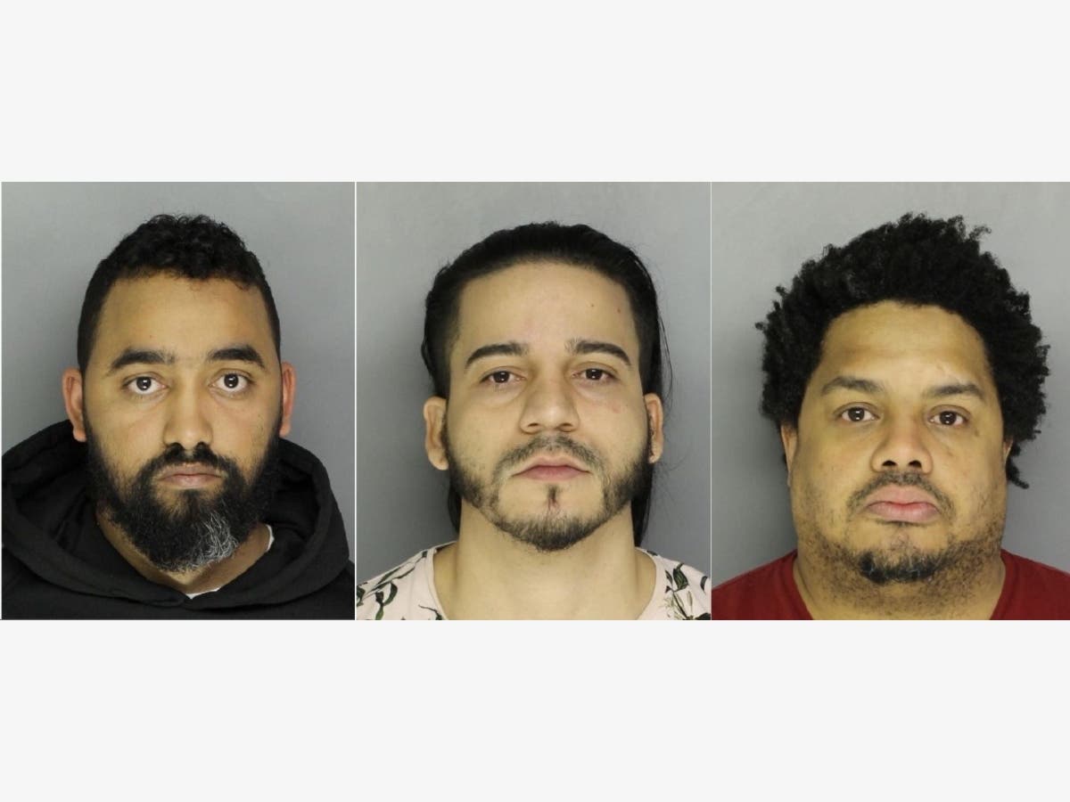 Police say the three men were actively packaging heroin and fentanyl when they entered the Bensalem apartment.