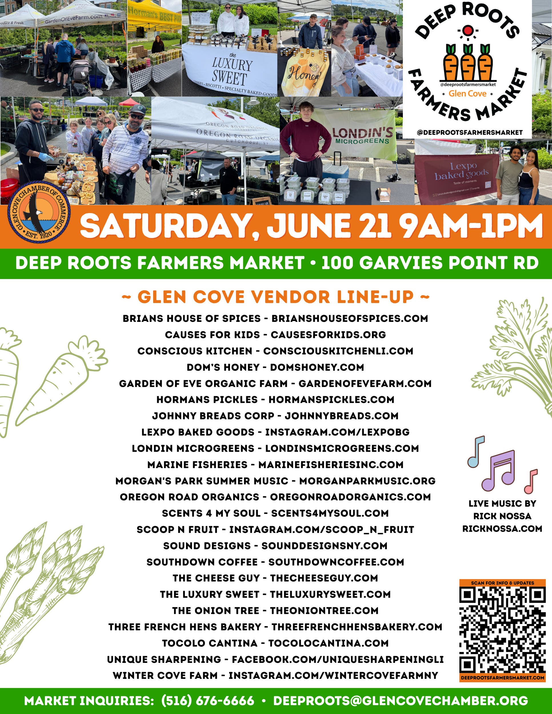 Deep Roots Farmers Market Glen Cove at Garvies Point Park! - Saturday, 6/21 • 9am-1pm