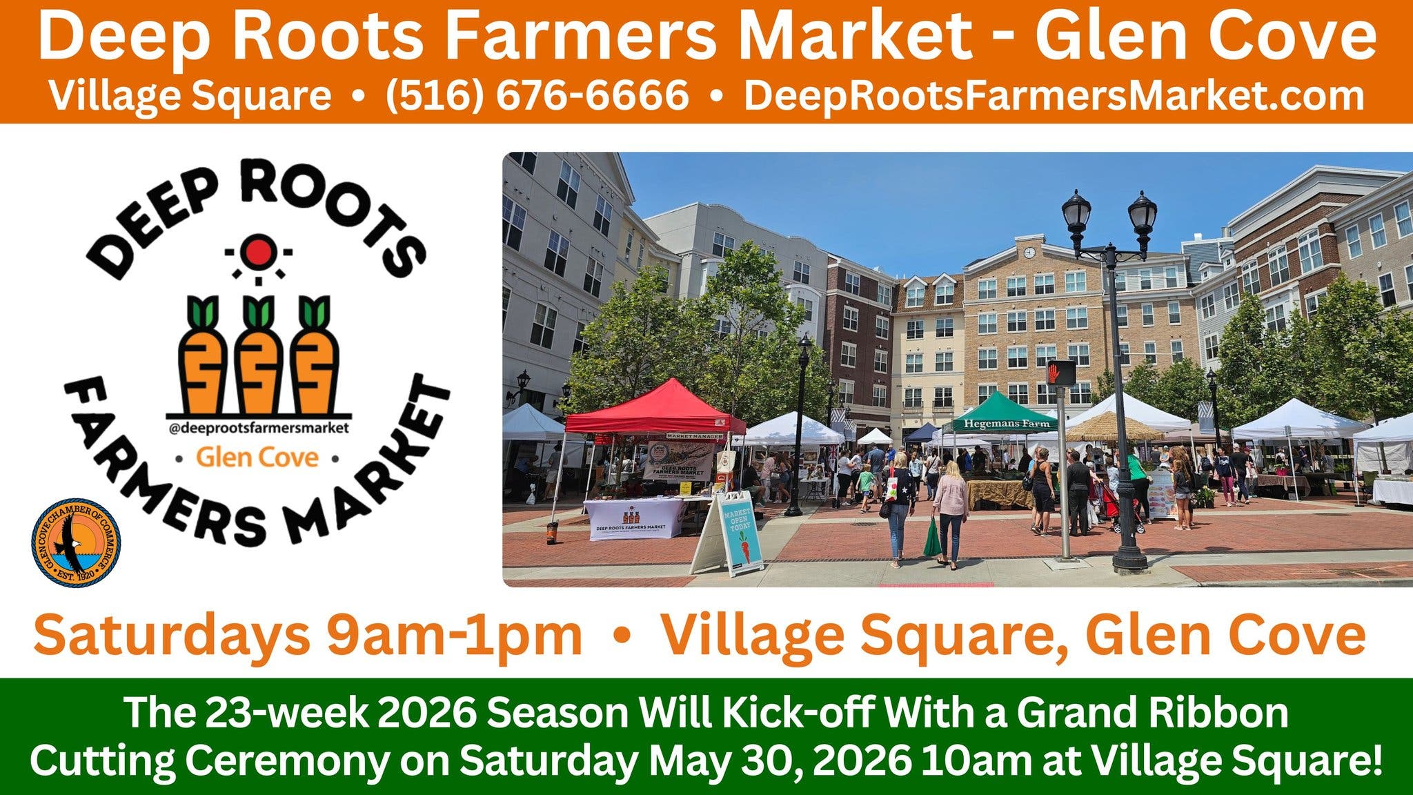 Deep Roots Farmers Market Glen Cove Opening Day! - Saturday, May 30th 9am-1pm