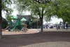 The younger attendees of Wednesday's ribbon-cutting express their approval to park revamping.