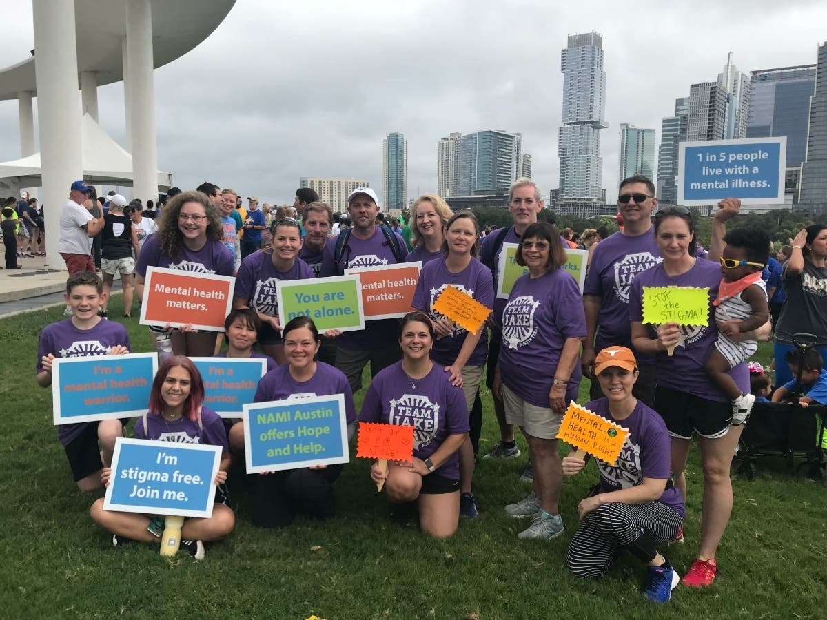 Team Jake poses for a photo at the Long Center during a previous NAMI walk. 
