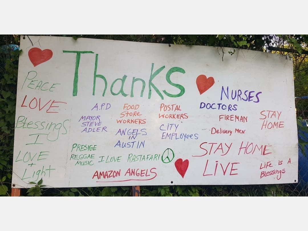 Mayor Steve Adler on Sunday shared this community card offering thanks to those on the frontlines amid coronavirus.