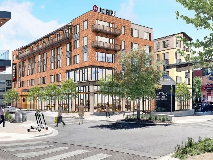 The 5-story, 120-room hotel is located in the heart of Mueller’s town center district, Aldrich Street, with some rooms featuring bunk beds.