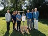 Photo caption: From left: SCF's Tommy Gregory, J.D. and Heather Shehorn, Ph.D., Ric Kearbey, SCF's Michael Bellissimo, Ed.D., Jason Barr and Jamie Tracy, and Brad Robertson with the new Dorothy weather station at SCF Venice.