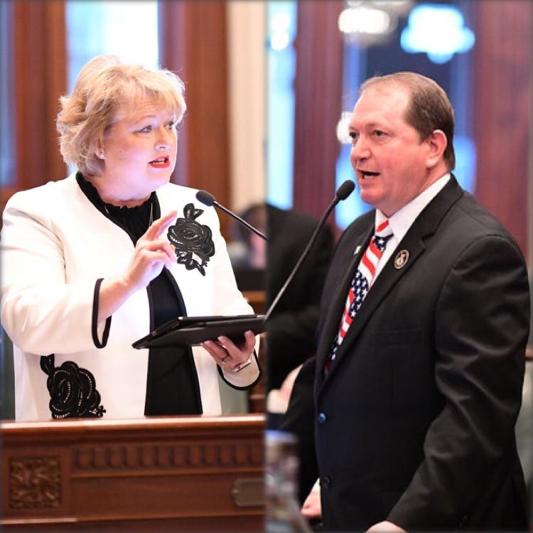 State Rep. Terri Bryant (left) and State Rep. Tom Weber (right).