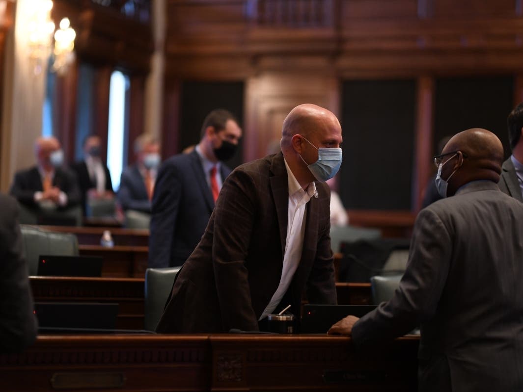 State Rep. Chris Bos on the Illinois House floor.