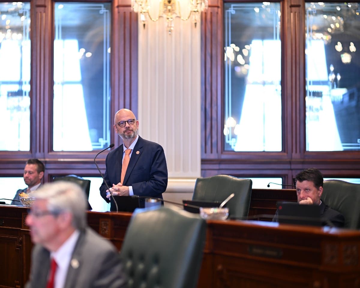 State Rep. Jeff Keicher on the floor of the Illinois House of Representatives. 