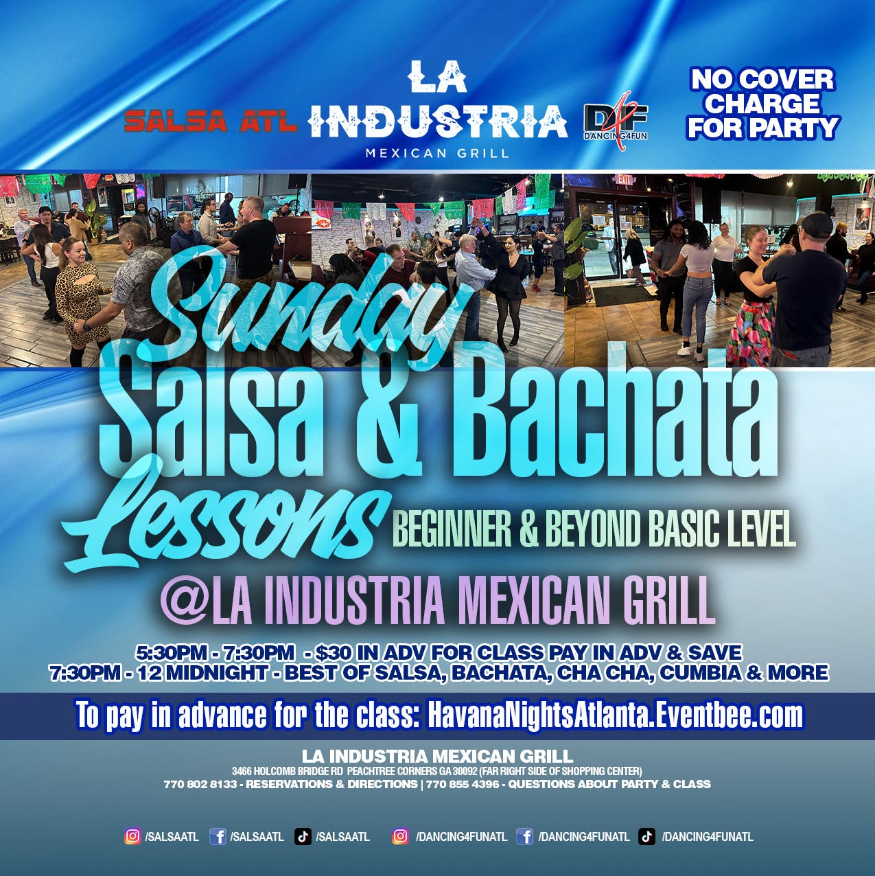 Sunday Salsa & Bachata lesson @ La Industria Mexican Grill