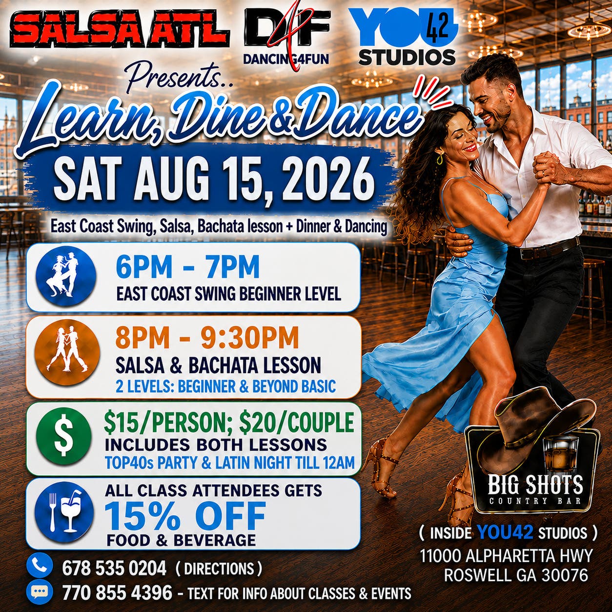East Coast Swing, Salsa & Bachata lesson