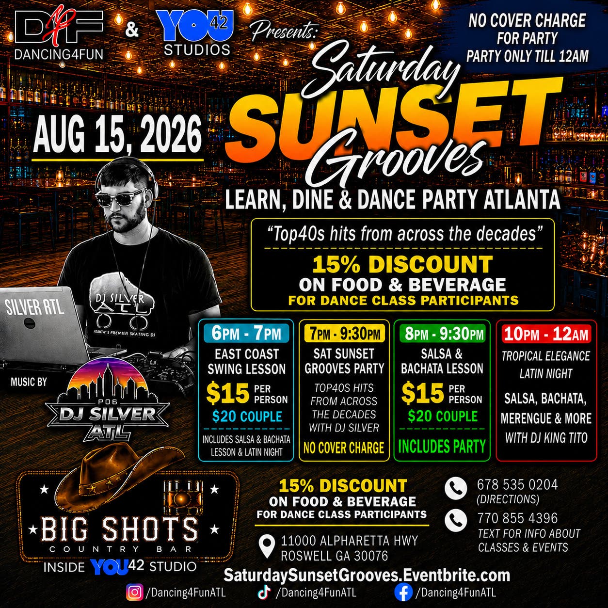 Sunset Grooves Dance Party Atlanta Top40s & Latin