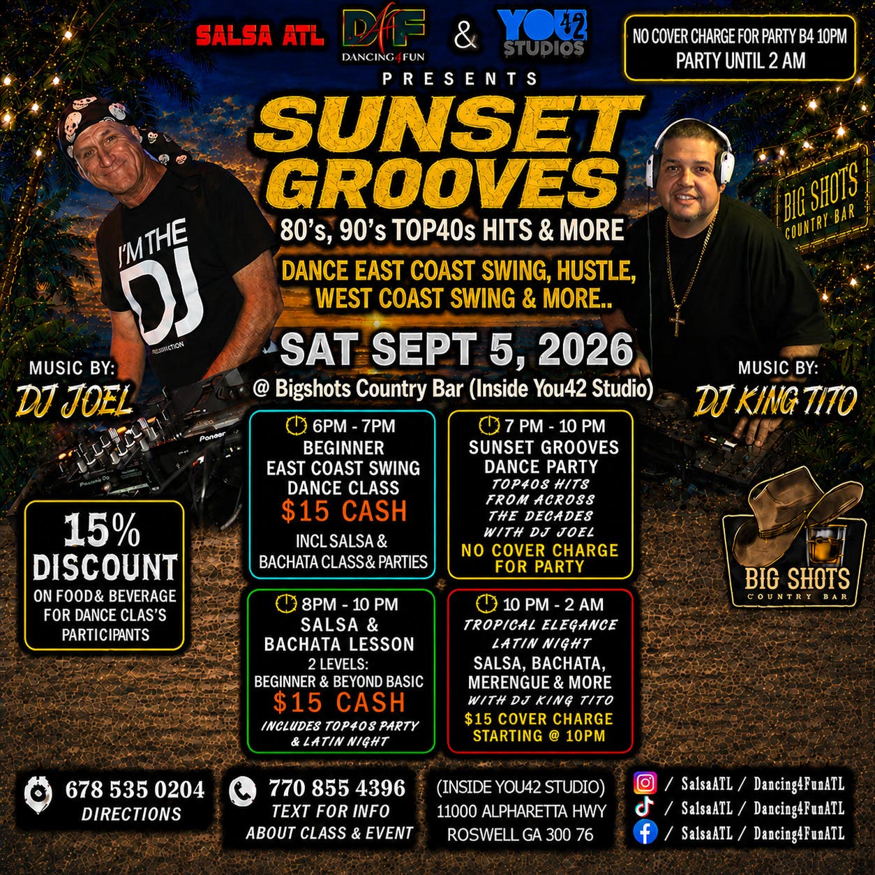Sunset Grooves Dance Party - Top40s from across the decades