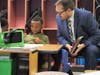 Before the all-school assembly, NIET President and COO Dr. Joshua Barnett pays a visit to a Mansfield Elementary classroom and observes student learning in action.